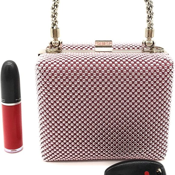 clutch Metal beaded mesh evening box purse - Picture 4 of 6